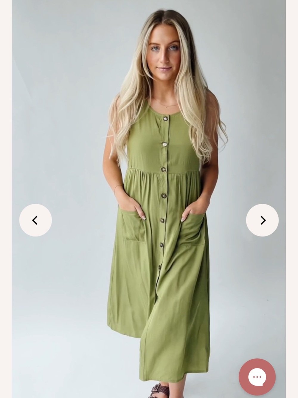 Piper & Scoot Button-Front Midi Dress in Olive Green